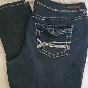Myth of Jade Dark Blue Jeans with Embroidered Pocket Size 12